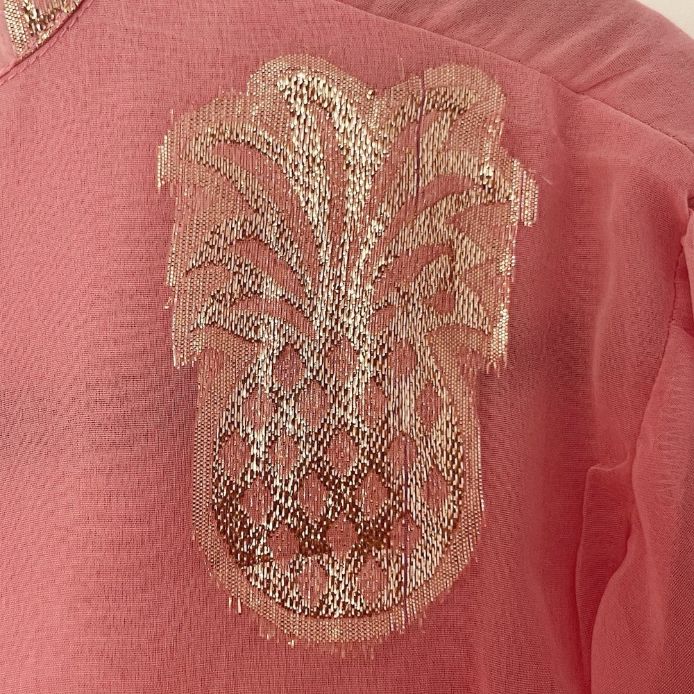 Simply Southern Turtle Rose Gold Sequin‎ Metallic Chiffon Baby Doll Dress XL - Picture 10 of 10
